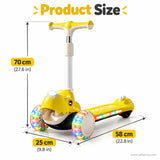 Yellow Dinosaur Kids Scooter with Light-Up Wheels & Music