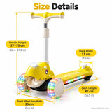 Yellow Dinosaur Kids Scooter with Light-Up Wheels & Music