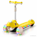 Yellow Dinosaur Kids Scooter with Light-Up Wheels & Music