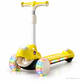 Yellow Dinosaur Kids Scooter with Light-Up Wheels & Music